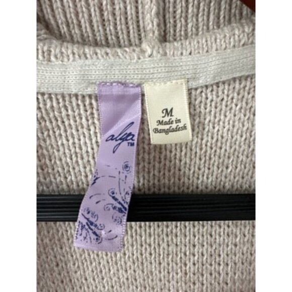 Alya Cream Knit Hooded Open vest/cardigan Sleeveless Size M - Picture 3 of 5